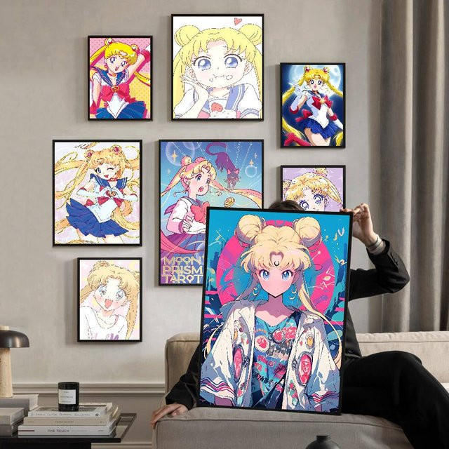 Vintage Sailor Moon Anime Poster Potdemiel im Portraitformat ohne Rahmen - Bild 1
