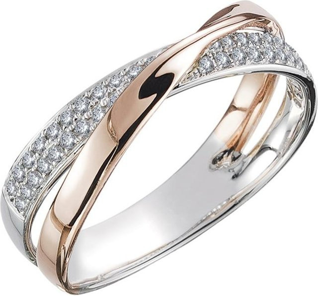 GDMN jewelry Kreuzring zweifarbig, CZ-Stein, Damen - Bild 1