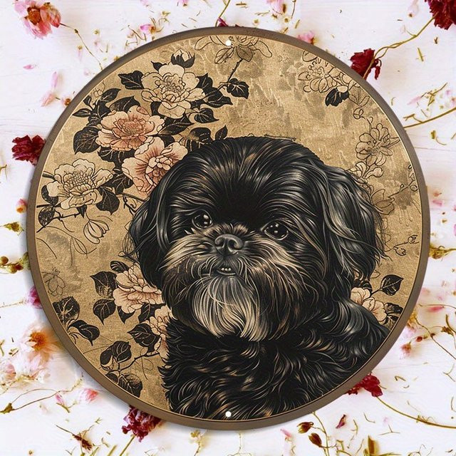 Potdemiel Shih Tzu Hund Metallschild rund, wetterfeste Wanddekoration mit HD-Druck, Durchmesser: 20,3 cm - Bild 1