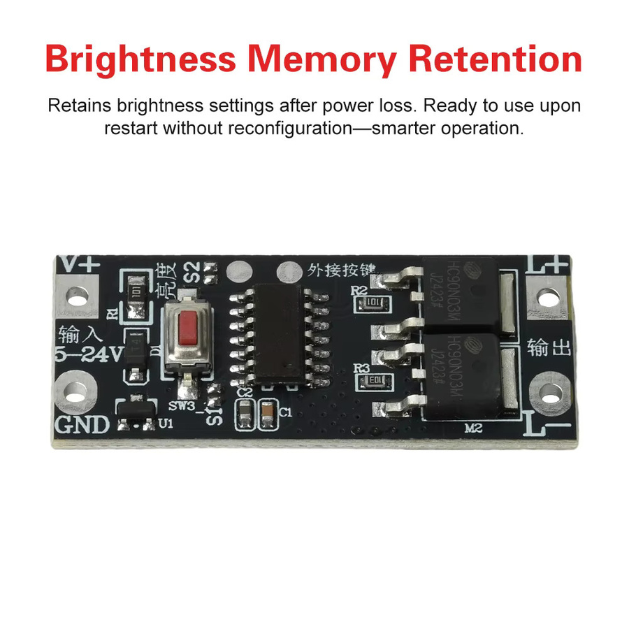 100W LED-Dimmer-Controller für 5-24V LED-Streifen mit stufenloser An- und Ausblendung sowie sanften Ein- und Ausschaltmodi in Schwarz - Bild 2