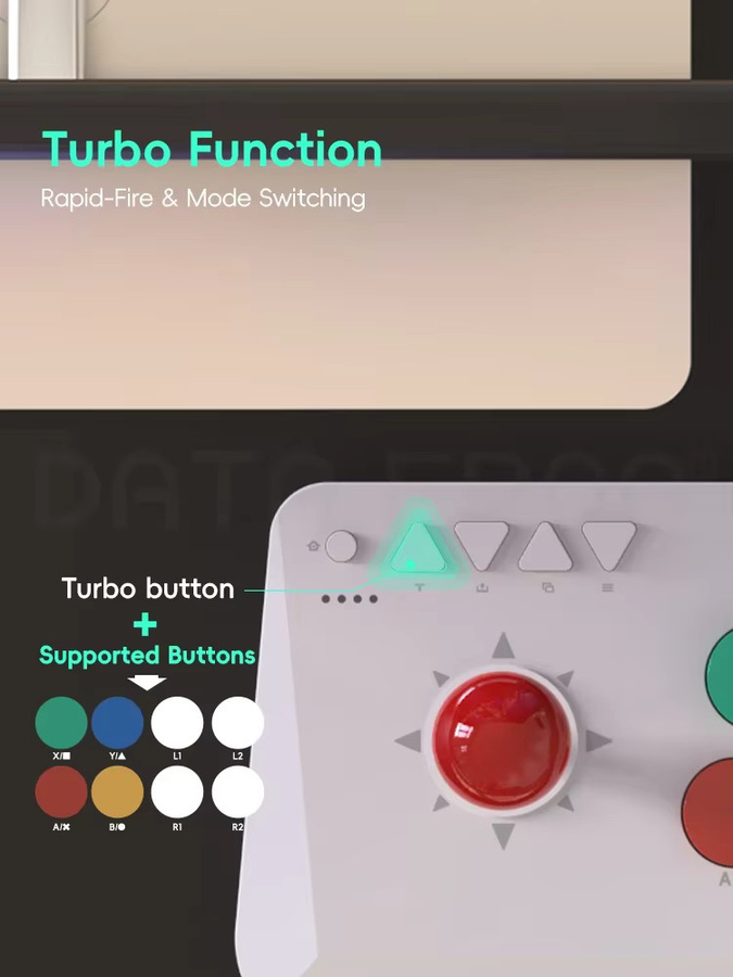 DATA FROG Y5A Arcade Stick für Nintendo Switch und PC – Kabelloser Bluetooth, 2,4 G oder kabelgebundener Kampfspiel-Controller in Weiß - Bild 4