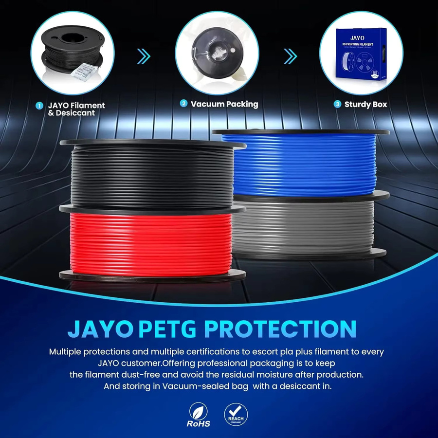 JAYO 3D Drucker Filament 1,75mm Matte PLA und PETG in Schwarz - Bild 5