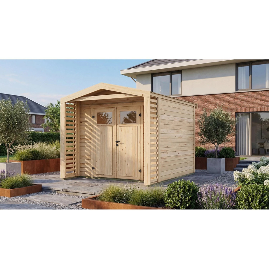 Weka Holz-Gartenhaus Killarney mit Satteldach in Natur Braun, B: 313 cm, T: 261 cm, H: 241 cm - Bild 2