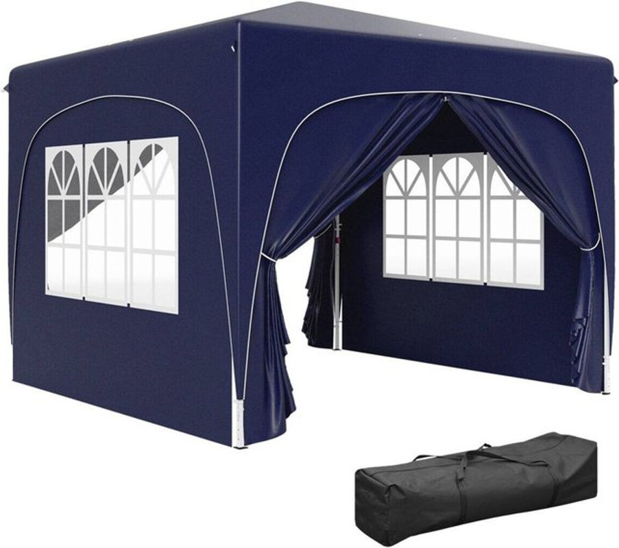 Outsunny Pop Up Gartenpavillon Dunkelblau mit 4 Seitenteilen, faltbarer Pavillon mit UPF 50+ und Tragetasche, B/T/H: 300 x 300 x 230 cm - Bild 3