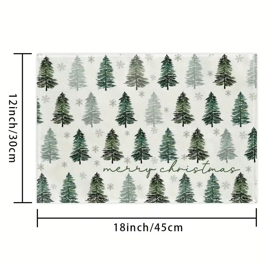 VIKAMA Weihnachts-Tischsets mit Weihnachtsbaum und Schneeflocken Motiv in Multicolor - Bild 4