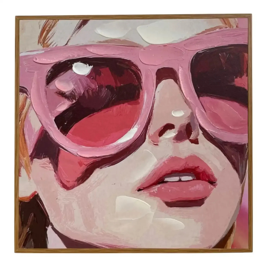 Mansion atmosphere Pop-Art Holzbild Sunglasses Wanddeko in Pink, B/H: 30 x 30 cm - Bild 1
