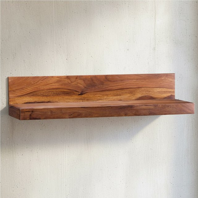 KADIMA DESIGN Wandregal NAKO aus Massivholz Sheesham in Braun im Landhaus-Design, B/T/H: 80 x 23 x 17 cm - Bild 1