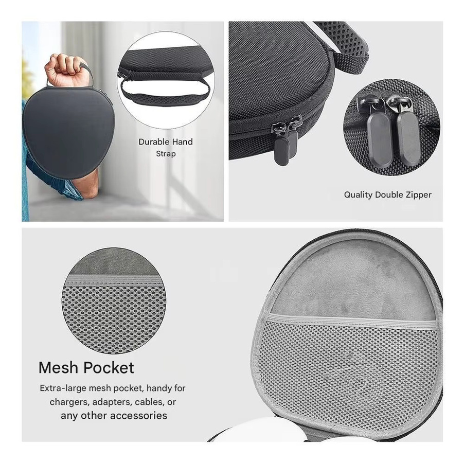 MovingMic Wasserfeste Kopfhörer-Tragetasche aus EVA-Hartschale mit Netztasche in Schwarz für AirPods Max - Bild 3