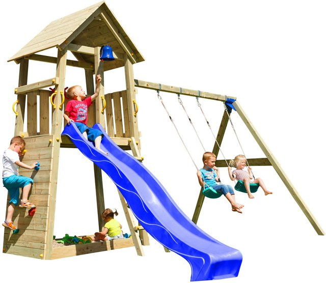 Spielturmking Spielturm BELVEDERE mit Rutsche, Doppelschaukel, Blau - Bild 1