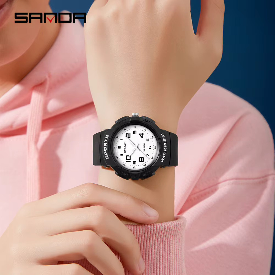 Sanda Sportuhr, Quarz, Kunststoff, Schwarz, Kinder - Bild 3
