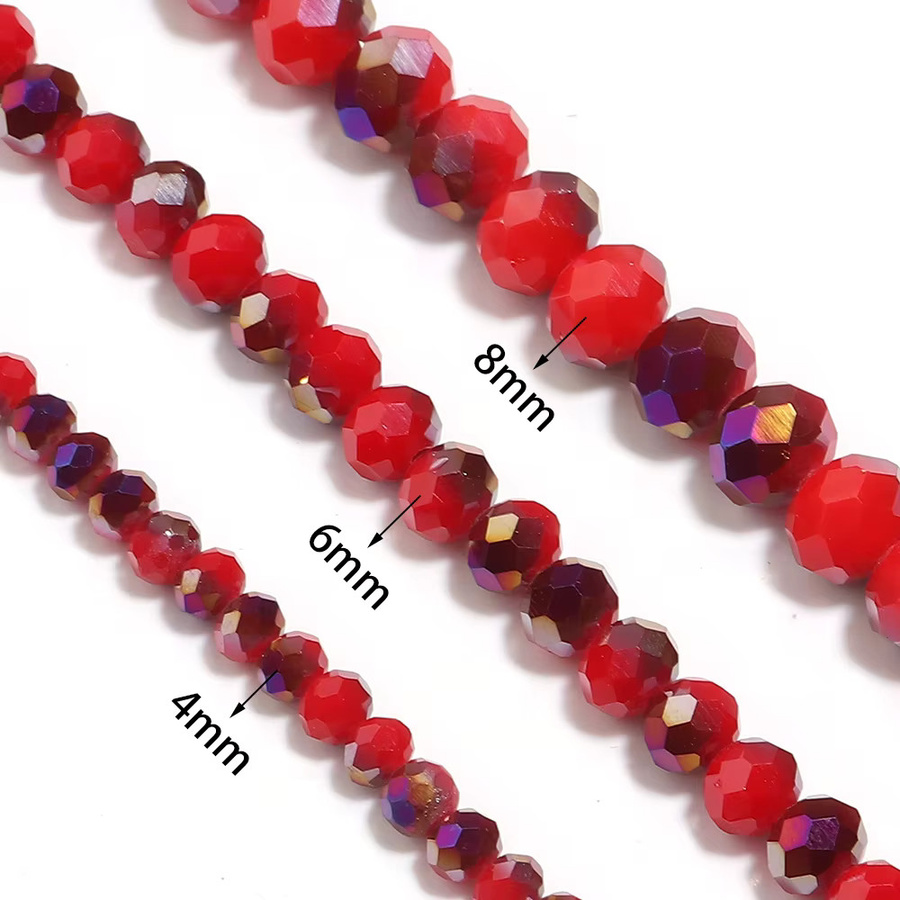 Louleur Strang facettierte Kristallperlen, rot-lila Glasperlen, 4/6/8 mm - Bild 2
