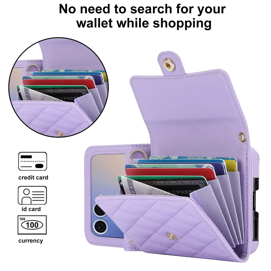 szHAIyu Leder-Crossbody-Handyhülle mit Brieftaschenfunktion und RFID-Schutz für Samsung Galaxy Z Flip 7 6 5 4 3, Farbe: Schwarz - Bild 5