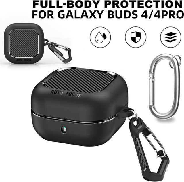 Samsung Galaxy Buds 4 Pro / Galaxy Buds 4 Schutzhülle aus TPU in Schwarz mit Karabiner - Bild 1