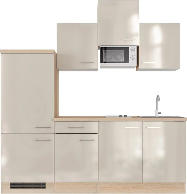 Flex-Well Exclusiv Küchenzeile Orlando in Kaschmir Glanz und Sonoma Eiche, Breite: 210 cm, Tiefe: 60 cm, Höhe: 85 cm - Bild 1