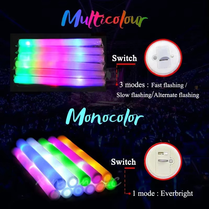 XinWen LC RGB LED Leuchtende Schaumstoffstäbe in Multicolour und Blau für Party und Cheerleading - Bild 4