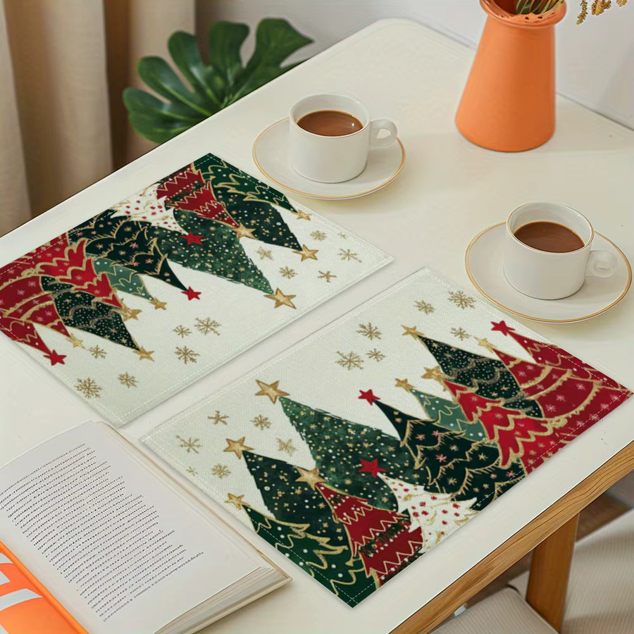 VIKAMA Weihnachtsbaum Tischsets, waschbare dekorative Tischsets mit Weihnachtsmotiv, Mehrfarbig, B/T: 45,0 x 30,0 cm - Bild 4