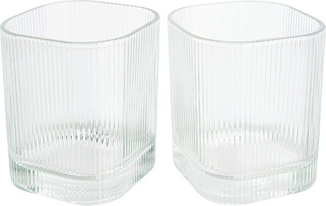 VBS Windlicht-Glas Ruby in Transparent mit Streifen-Design, 2 Stück - Bild 1
