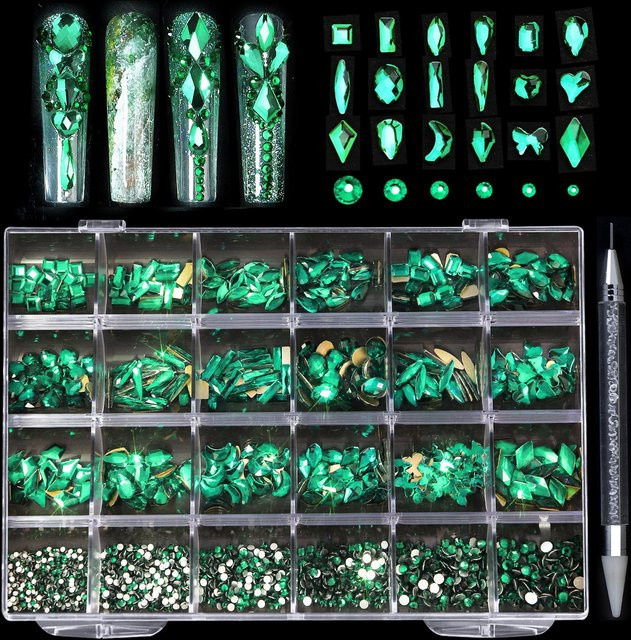 NATAWA Nagel-Diamant-Schmuckset, Grün, Glänzend - Bild 1
