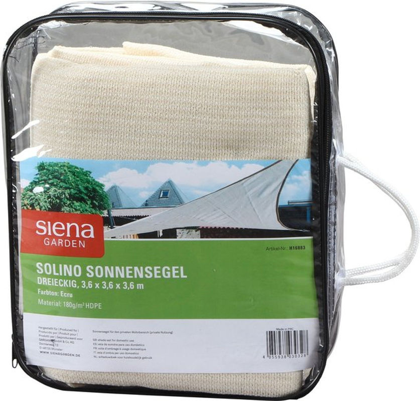 Siena Garden Sonnensegel Solino 3-Eck aus HDPE in Ecru, B/T/H: 360 x 360 x 360 cm - Bild 3