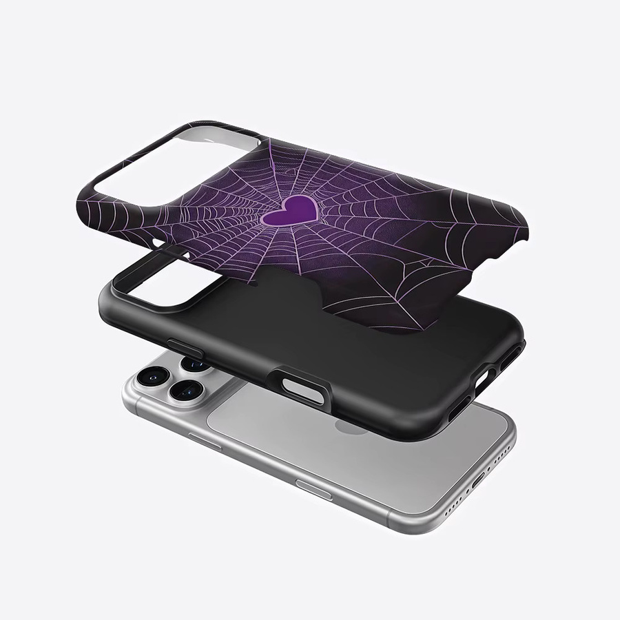 Potdemiel Aurea Case Matte Bumper MagSafe Schutzhülle für iPhone mit Spinnennetz Herz Design in Lila - Bild 2