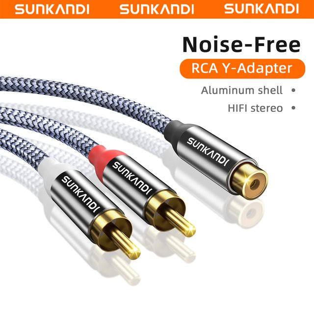 SUNKANDI RCA-Audiokabel in Grau, 3,5 mm Klinke auf 2 Cinch-Stecker, Aux-Y-Splitter für TV, MP3, Tablets und Lautsprecher - Bild 1