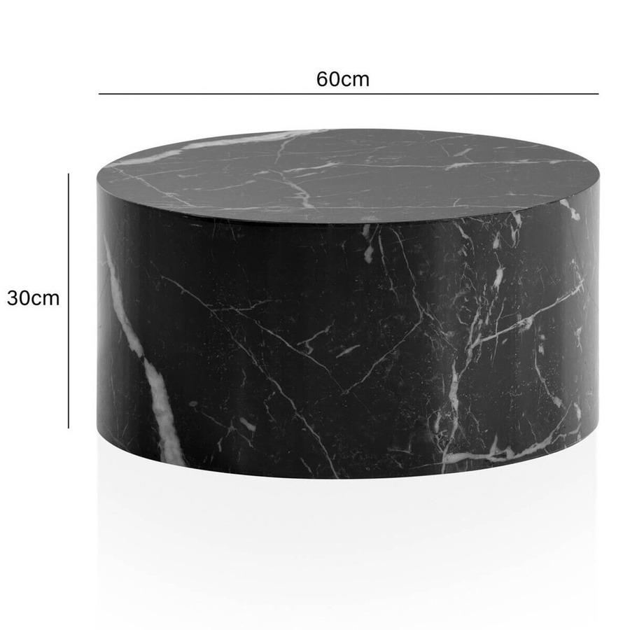 Wohnling Couchtisch MONOBLOC in Schwarz mit Marmor Optik, runder Wohnzimmertisch, B/T/H: 60 x 60 x 30 cm - Bild 6