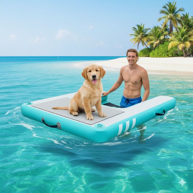 VANCEN Aufblasbare Hunde-Wasserrampe aus EVA für Pool und See bis 95 kg - Bild 1
