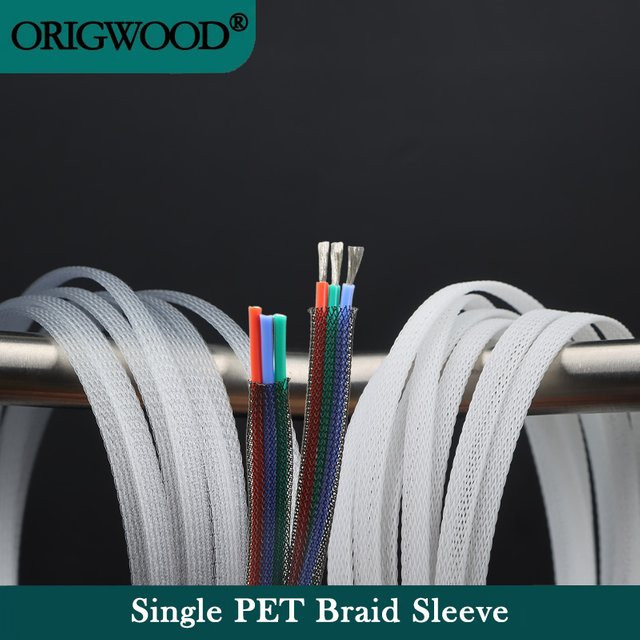 Einzelner PET-Kabelschutz aus Nylon-Geflecht in Schwarz für USB-C Kabel, erweiterbar, Durchmesser: 3 mm bis 10 mm - Bild 1