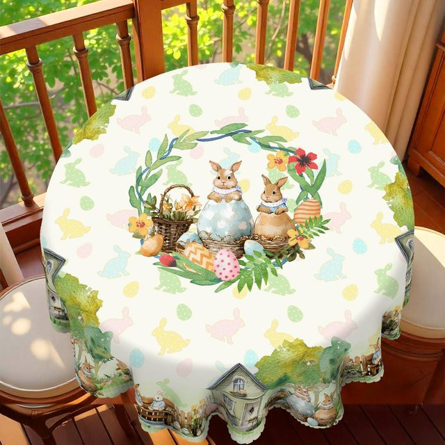 Wasserdichte rechteckige Tischdecke von JMG Household Supplies mit USA Flaggen- und Blumenmuster in Beige, Rot, Blau und Weiß, B/T: 140 x 180 cm - Bild 1