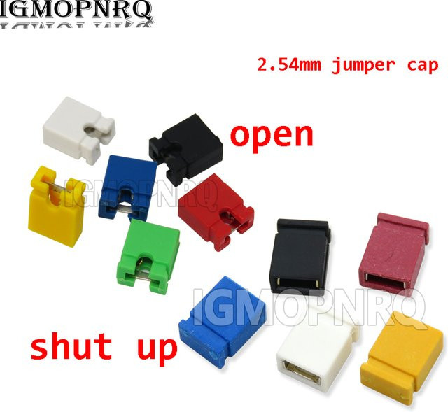 100 Stück Pitch 2,4 mm Pin Header Jumper Kurzschlusskappen und Drahtgehäuse in Schwarz, Gelb, Weiß, Grün, Rot und Blau für Arduino - Bild 1