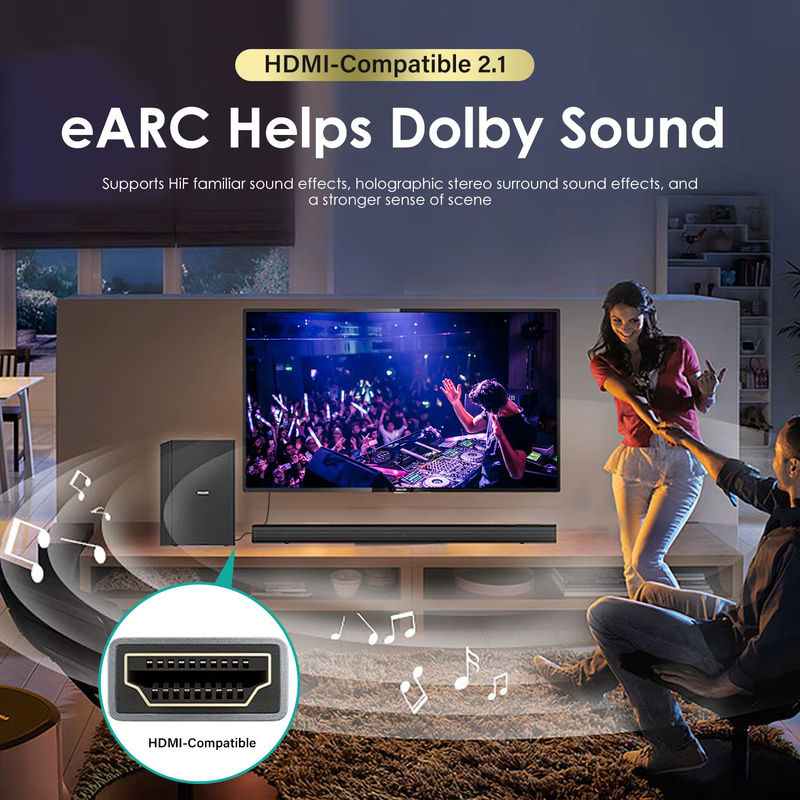 Nephy HDMI 2.1 Kabel Ultra High Speed 48Gbps in Schwarz für 8K@60Hz und 4K@120Hz HDR zur Nutzung mit PC, Laptop, Projektor, HD TV und PS5 - Bild 3