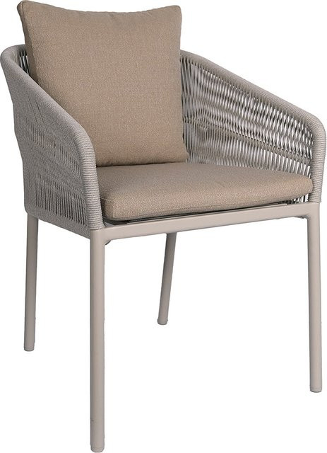 Stern Stapelsessel Jella aus Aluminium in Greige mit Kordel und passendem Kissenset aus Polyacryl - Bild 1