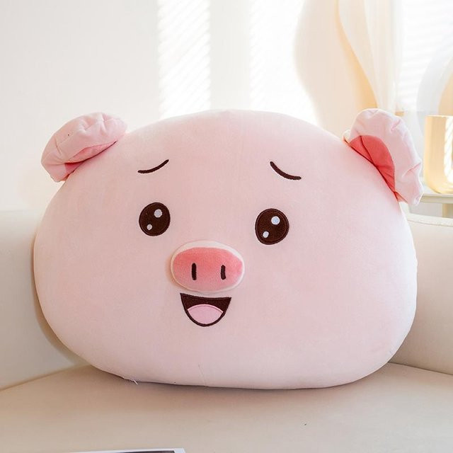 Yiran Health & Beauty Plüschschwein Kissen, Rosa, mit Kawaii Gesicht und Schlappohren - Bild 1