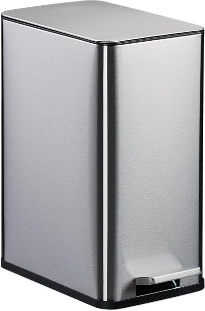 Relaxdays Kosmetikeimer aus Edelstahl in Silber mit Absenkautomatik, B/T/H: 38 x 18,5 x 28 cm - Bild 1