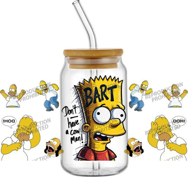 UV DTF 3D Transferaufkleber Simpsons Familie für 16oz Glasbecher in Multicolour - Bild 1