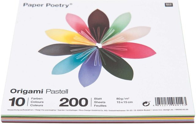 Rico Design Paper Poetry Origami Papier in Pastellfarben, 200 Blatt, 15 x 15 cm - Bild 1