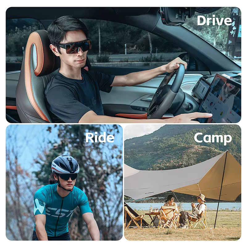 WEST BIKING Sonnenbrille, Fitover-Sonnenbrille, polarisiert, schwarz, Herren, Vollrand, Kunststoff - Bild 5