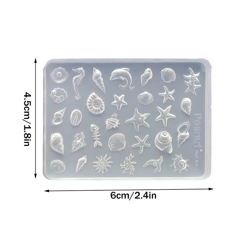 KOQZM Nagelform 3D Acryl, Meeresschalen- und Seestern-Design, Silikon - Bild 2