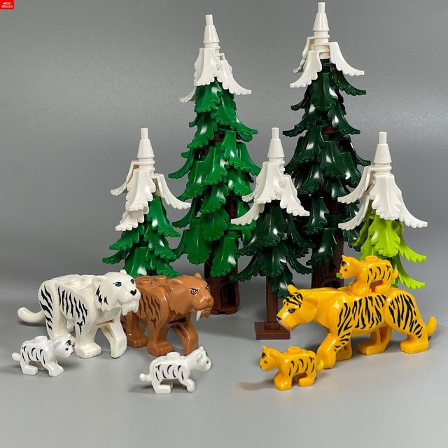 Yiran toy MOC Bausteine Kiefer & Zypresse Schneefeld Eislaufen Winterpark Szene, ab 6 Jahren - Bild 1