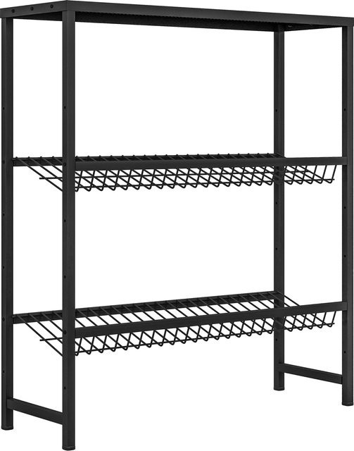 HOMCOM Getränkekistenregal aus Stahl in Schwarz, freistehendes Regal mit 3 verstellbaren Ebenen für 6 Kisten, B/T/H: 103 x 33 x 113,5 cm - Bild 1
