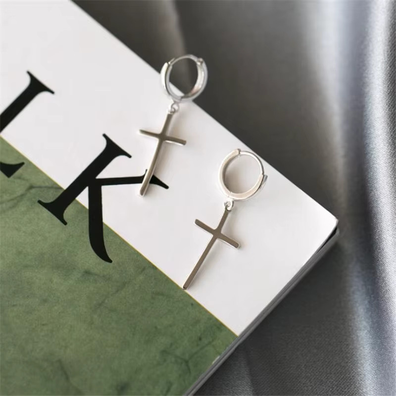 GaGa-Duck Kreuz-Ohrringe, 925 Silber, Unisex - Bild 3