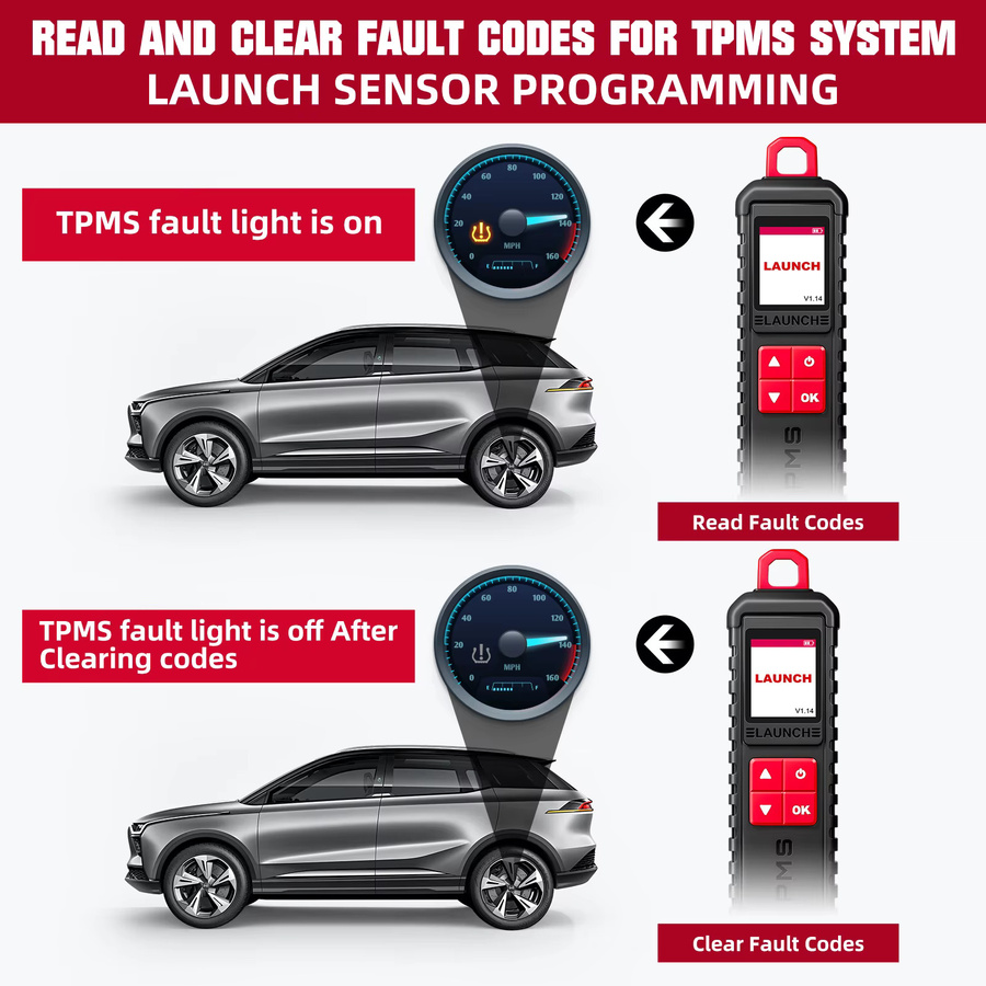 LAUNCH X431 i-TPMS Reifendruck-Diagnosegerät mit aktiver Programmierungsfunktion, 315/433 MHz RF-Sensor, Schwarz - Bild 7