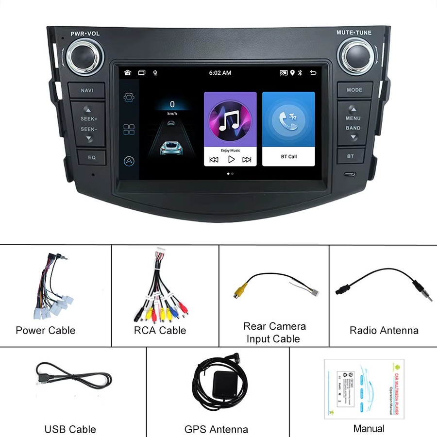 Icreative Android Autoradio für Toyota Rav4 2006-2012 mit 7 Zoll Display, Wireless Carplay und Navigation, Schwarz - Bild 4