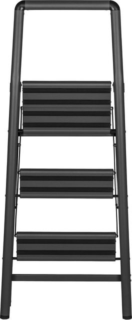 WENKO Haushaltsleiter Compact 3-stufig aus Aluminium in Grau/Schwarz - Bild 1