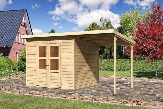 Karibu Holz-Gartenhaus Vellinge Natur Unbehandelt B: 238 cm, T: 210 cm, H: 211 cm - Bild 1