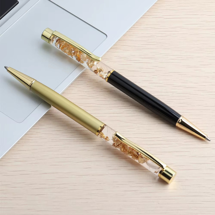 Genkky Pen Crystal Gold Platinum Kugelschreiber aus Metall in Gold mit roter Tinte - Bild 1