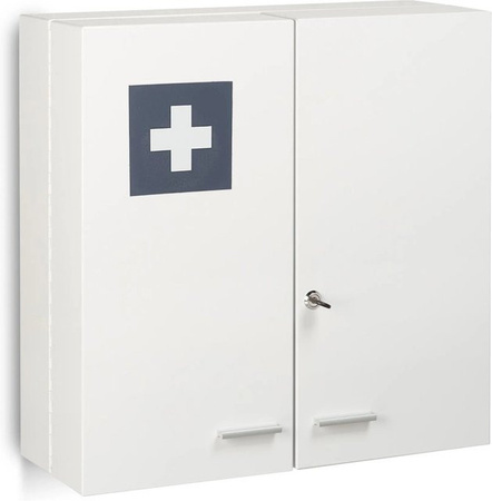 Relaxdays Medizinschrank aus Stahl in Weiß und Anthrazit, abschließbar und wandmontiert, B/T/H: 53 x 21,5 x 53 cm