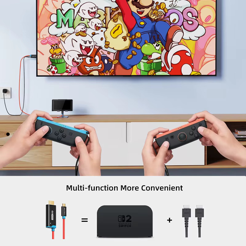 CABLETIME Switch 2 Dock Station Tragbare TV Dock mit 4K 144Hz, USB-C zu HDMI Adapter und PD 100W für Switch 2/1 OLED, PS4 und PS5, Blau - Bild 3