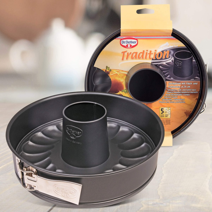 Dr. Oetker Springform Tradition mit Flach- und Rohrboden, Schwarz, Durchmesser: 24 cm - Bild 2