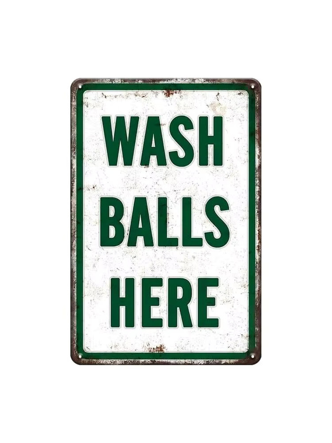 YOYI ART Golf-Dekoschild Wash Balls Here aus Metall im Vintage-Stil, weiß, Rechteckig, Breite: 20,0 cm, Höhe: 14,0 cm - Bild 2